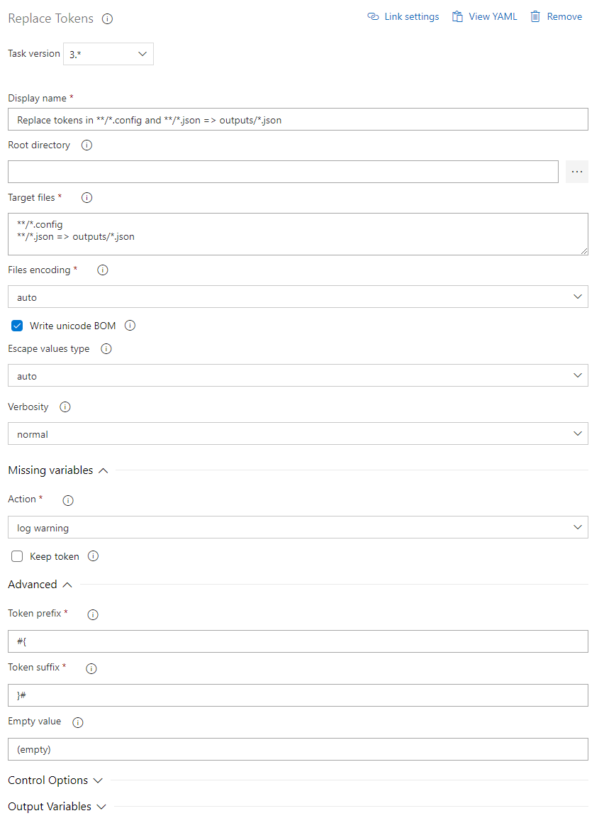 Replace Tokens parameters